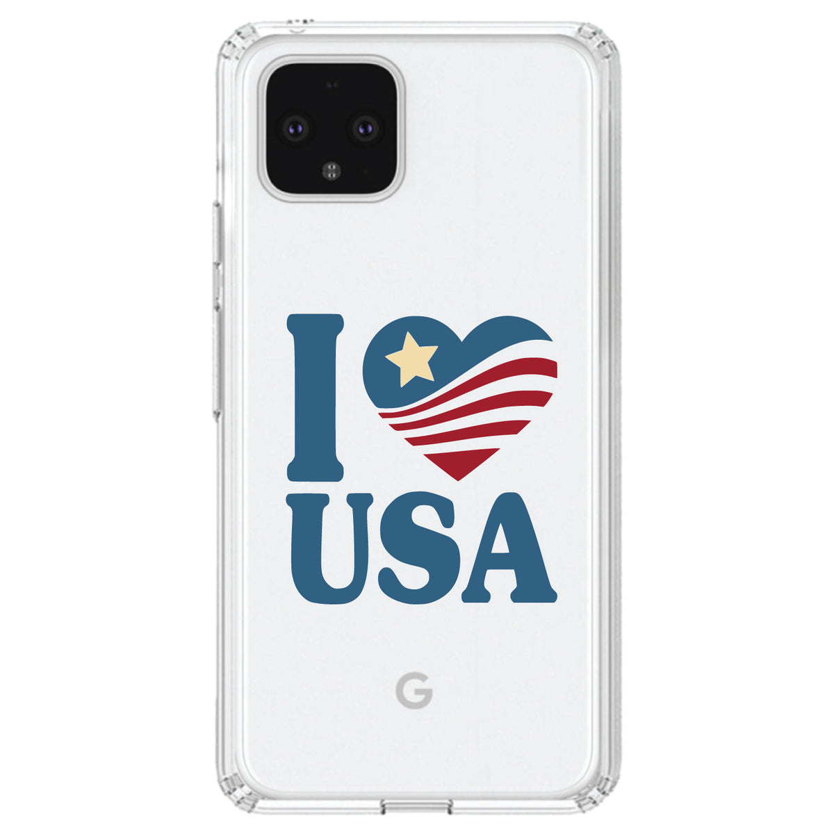I Love USA Flag Clear Shockproof iPhone Case, view 24