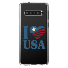 DistinctInk® Clear Shockproof Hybrid Case for Apple iPhone / Samsung Galaxy / Google Pixel - I Love USA Flag