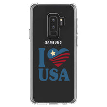 DistinctInk® Clear Shockproof Hybrid Case for Apple iPhone / Samsung Galaxy / Google Pixel - I Love USA Flag