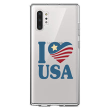 DistinctInk® Clear Shockproof Hybrid Case for Apple iPhone / Samsung Galaxy / Google Pixel - I Love USA Flag