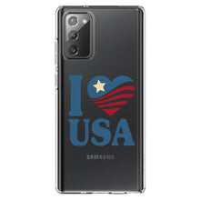 DistinctInk® Clear Shockproof Hybrid Case for Apple iPhone / Samsung Galaxy / Google Pixel - I Love USA Flag