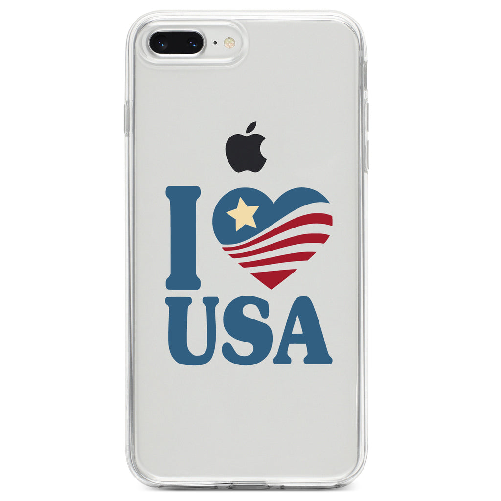 I Love USA Flag Clear Shockproof iPhone Case, view 6