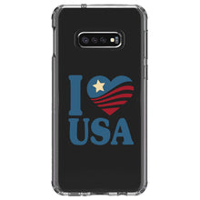 DistinctInk® Clear Shockproof Hybrid Case for Apple iPhone / Samsung Galaxy / Google Pixel - I Love USA Flag