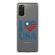 DistinctInk® Clear Shockproof Hybrid Case for Apple iPhone / Samsung Galaxy / Google Pixel - I Love USA Flag