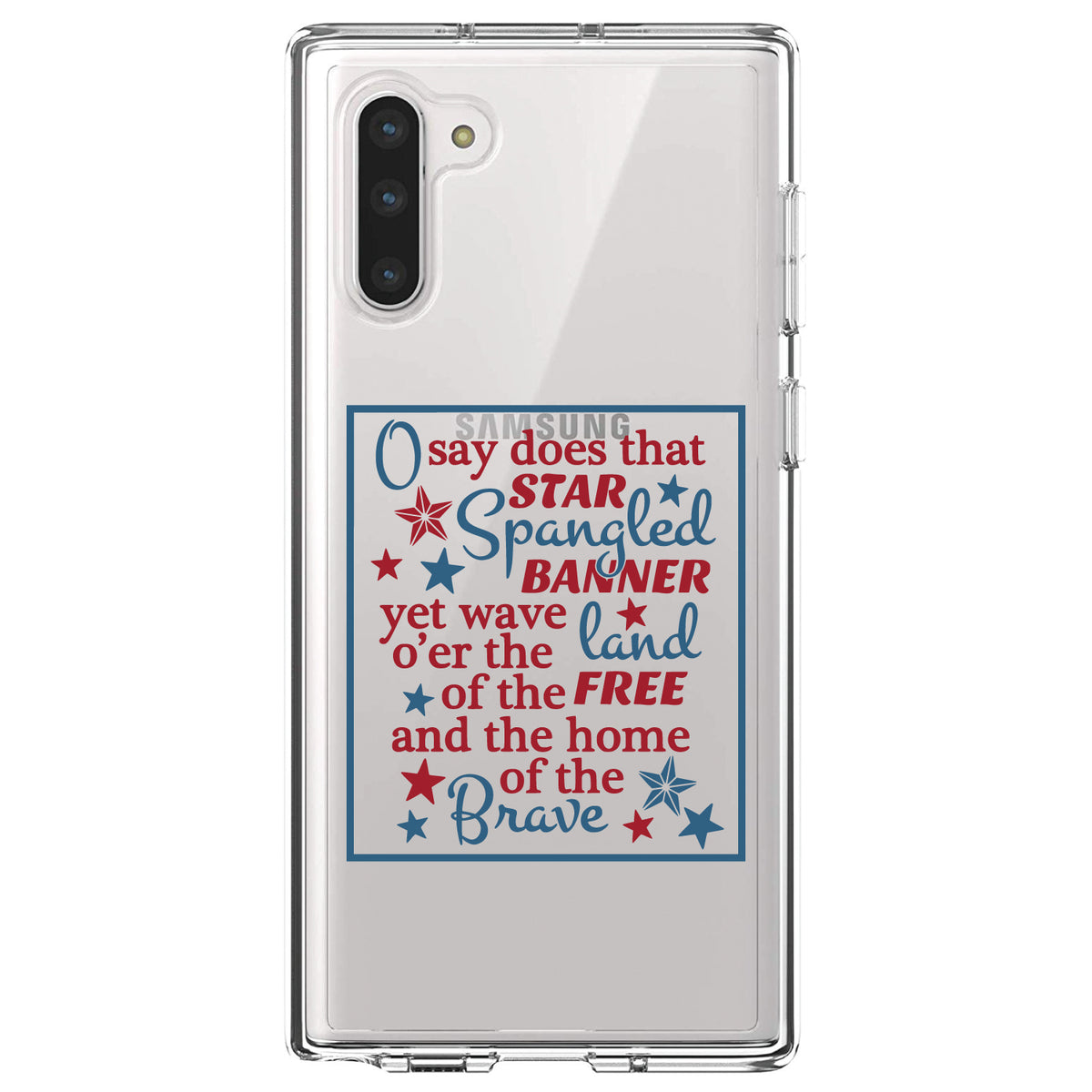 Star Spangled Banner Word Art Clear Shockproof iPhone Case, view 9