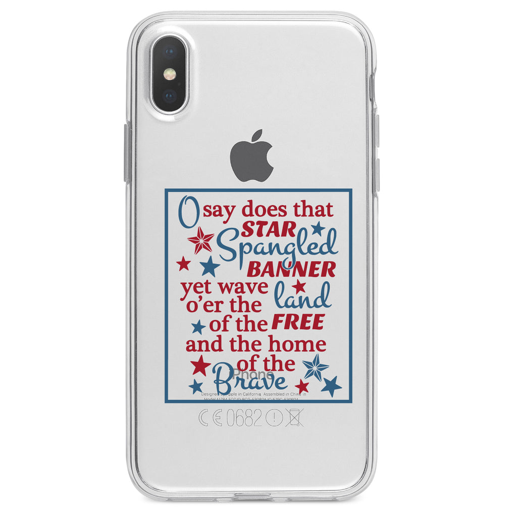 Star Spangled Banner Word Art Clear Shockproof iPhone Case, view 2