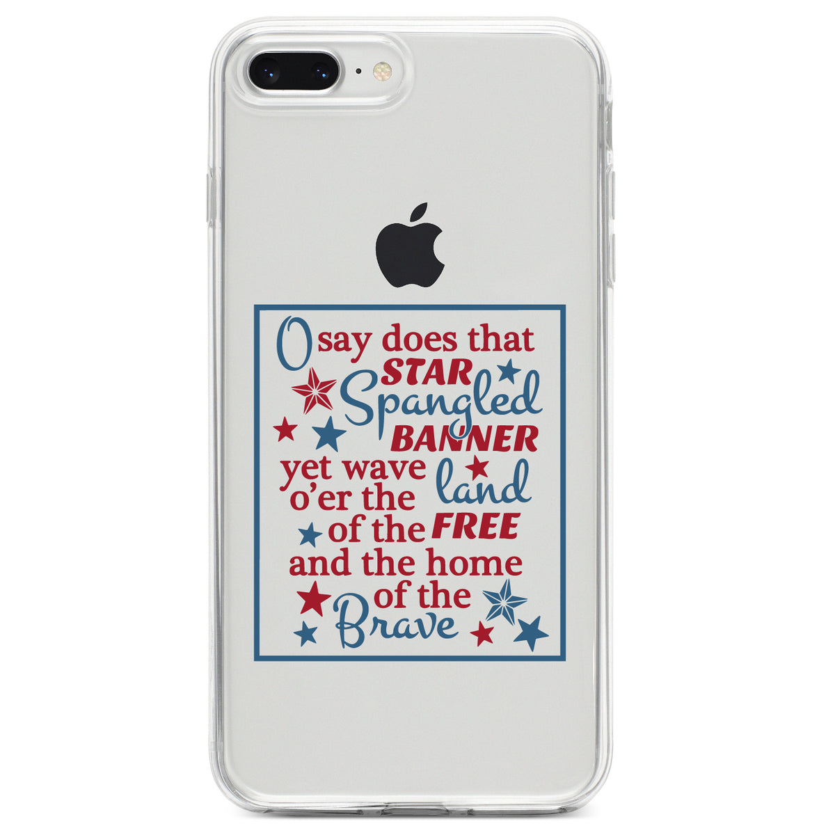 Star Spangled Banner Word Art Clear Shockproof iPhone Case, view 6