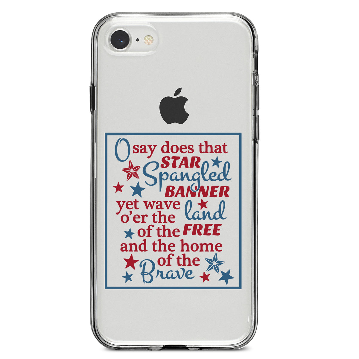 Star Spangled Banner Word Art Clear Shockproof iPhone Case, view 5