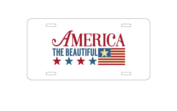 DistinctInk Custom Aluminum Decorative Vanity Front License Plate - America the Beautiful Flag