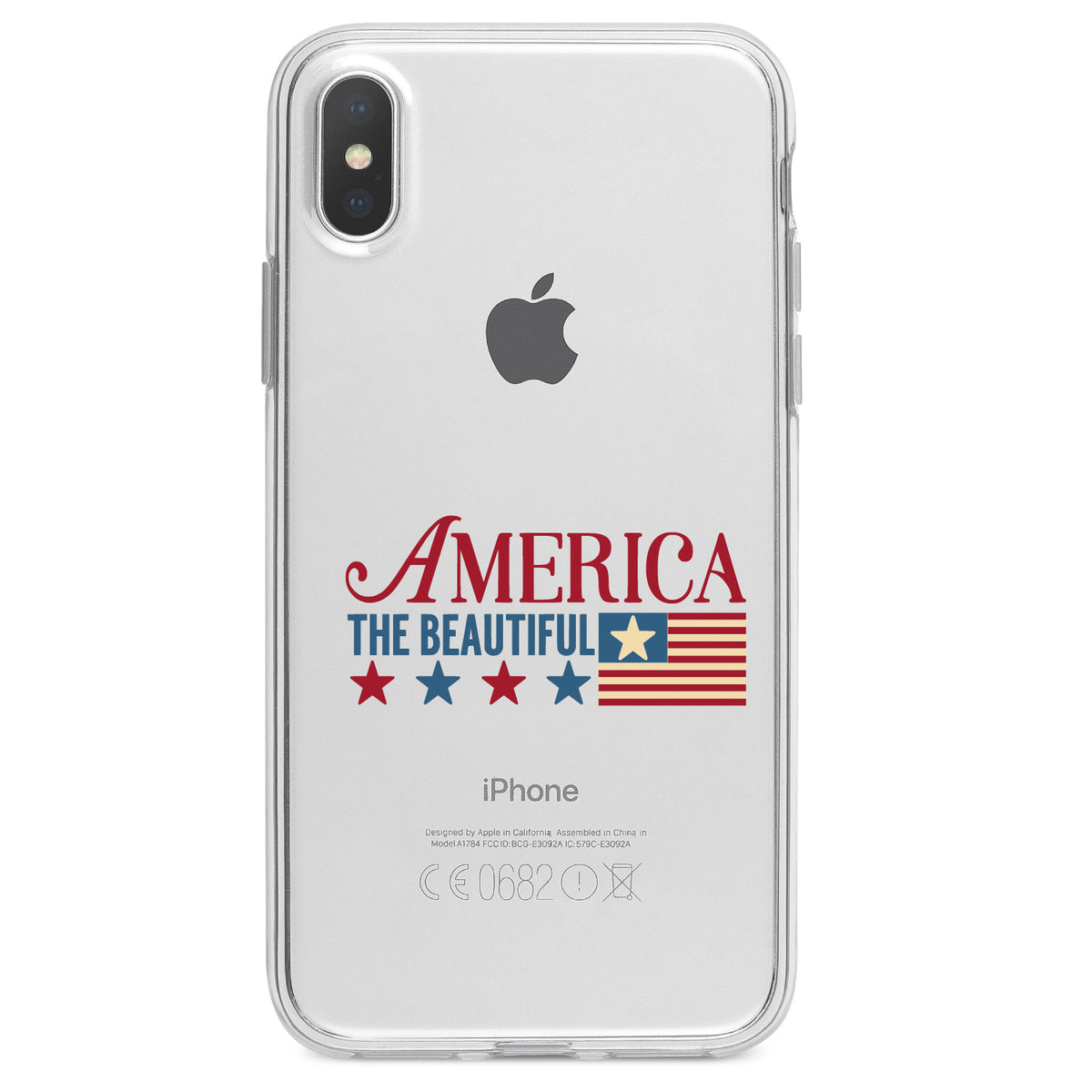 America the Beautiful Flag Clear Shockproof iPhone Case, view 4