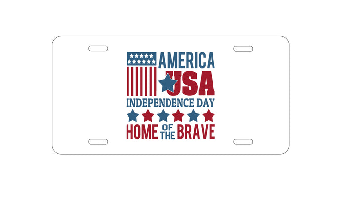 DistinctInk Custom Aluminum Decorative Vanity Front License Plate - America USA Home of the Brave
