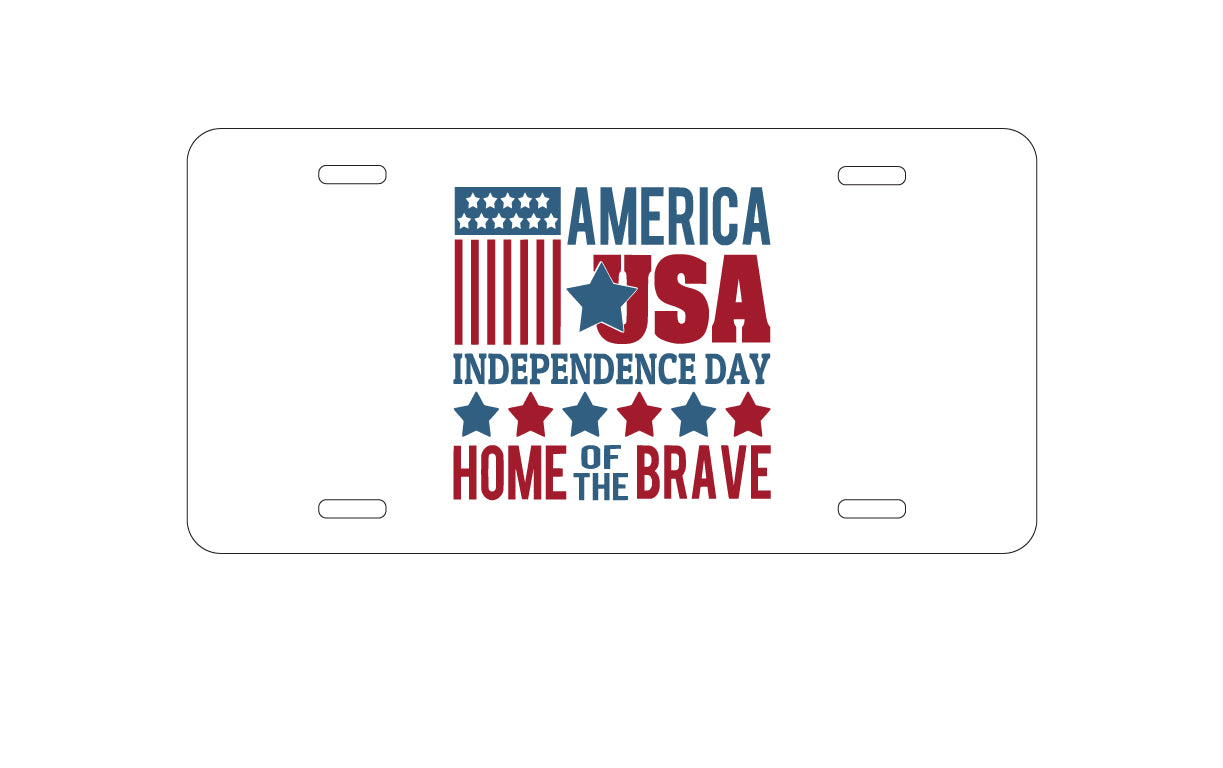 DistinctInk Custom Aluminum Decorative Vanity Front License Plate - America USA Home of the Brave