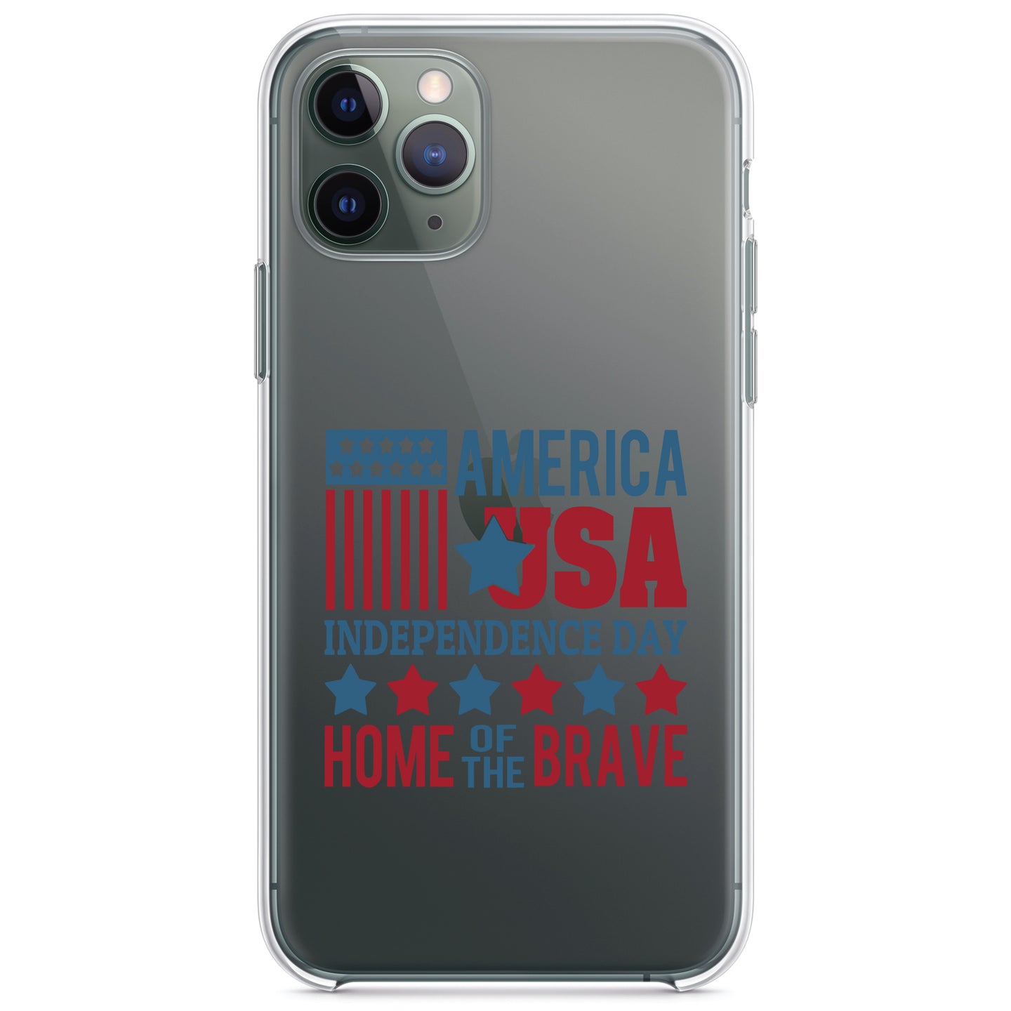 DistinctInk® Clear Shockproof Hybrid Case for Apple iPhone / Samsung Galaxy / Google Pixel - America USA Home of the Brave