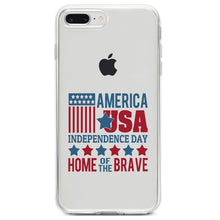 DistinctInk® Clear Shockproof Hybrid Case for Apple iPhone / Samsung Galaxy / Google Pixel - America USA Home of the Brave
