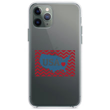 DistinctInk® Clear Shockproof Hybrid Case for Apple iPhone / Samsung Galaxy / Google Pixel - USA Map Heart Chevron Flag