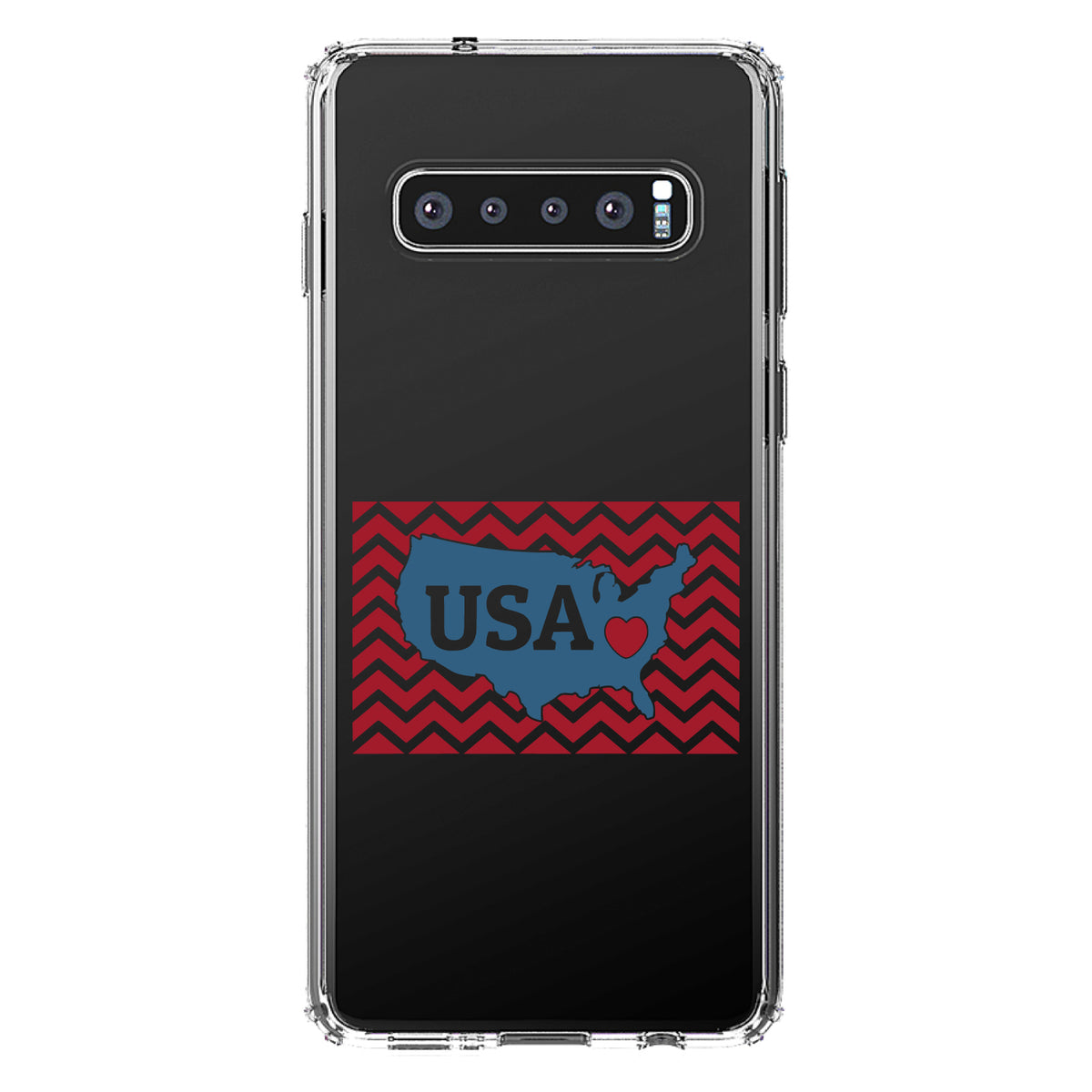 USA Map Heart Chevron Flag Clear Shockproof iPhone Case, view 17