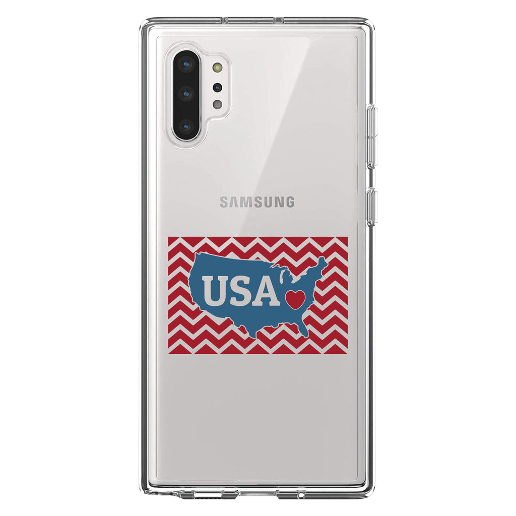 USA Map Heart Chevron Flag Clear Shockproof iPhone Case, view 10