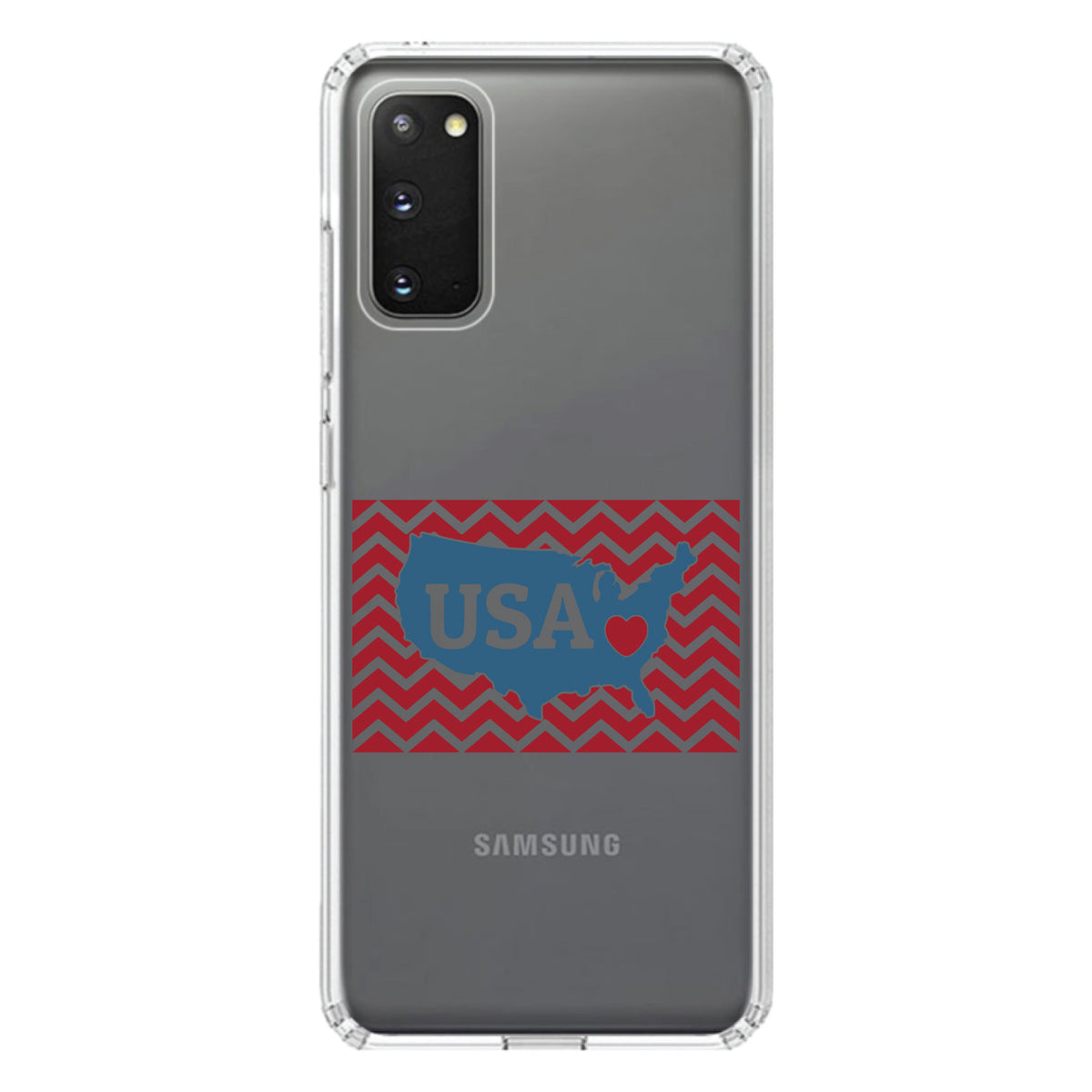 USA Map Heart Chevron Flag Clear Shockproof iPhone Case, view 15