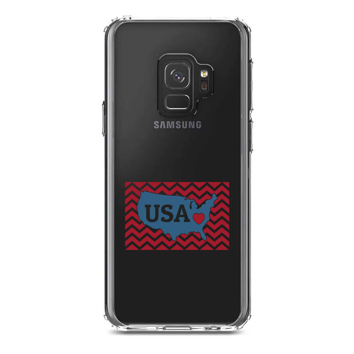 USA Map Heart Chevron Flag Clear Shockproof iPhone Case, view 19