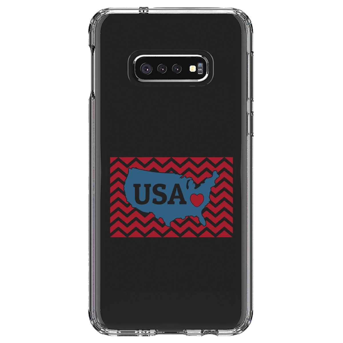 USA Map Heart Chevron Flag Clear Shockproof iPhone Case, view 18