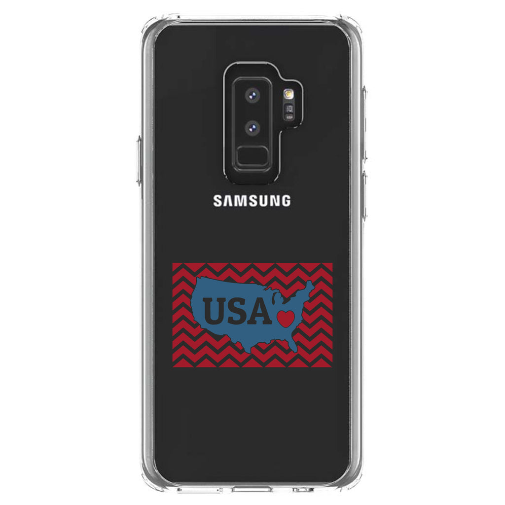 USA Map Heart Chevron Flag Clear Shockproof iPhone Case, view 20