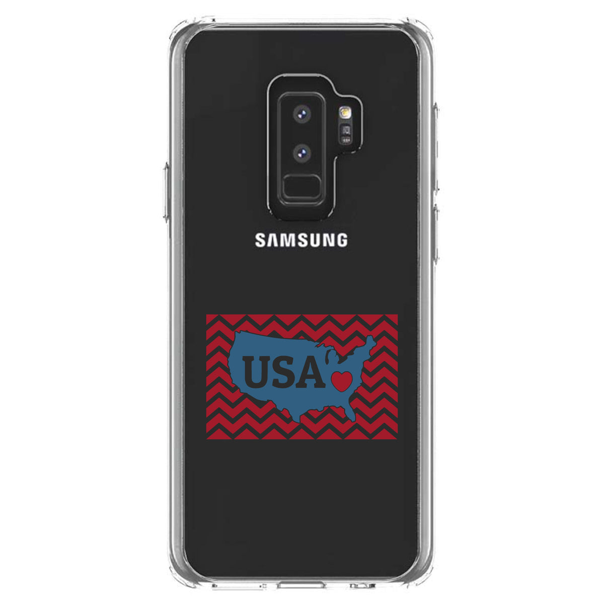 USA Map Heart Chevron Flag Clear Shockproof iPhone Case, view 20