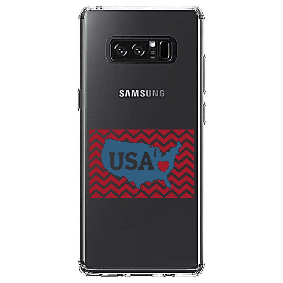 USA Map Heart Chevron Flag Clear Shockproof iPhone Case, view 12