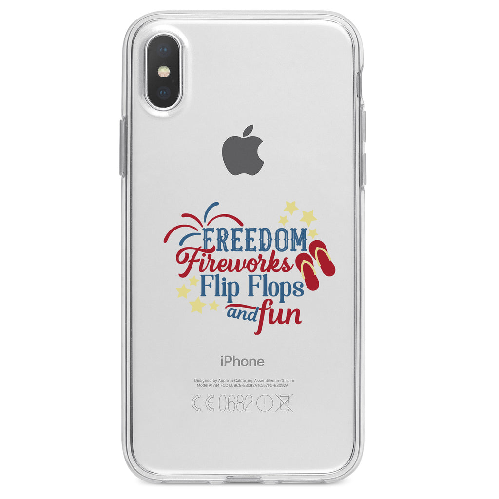 Freedom Fireworks Flip Flops & Fun Clear Shockproof iPhone Case, view 3