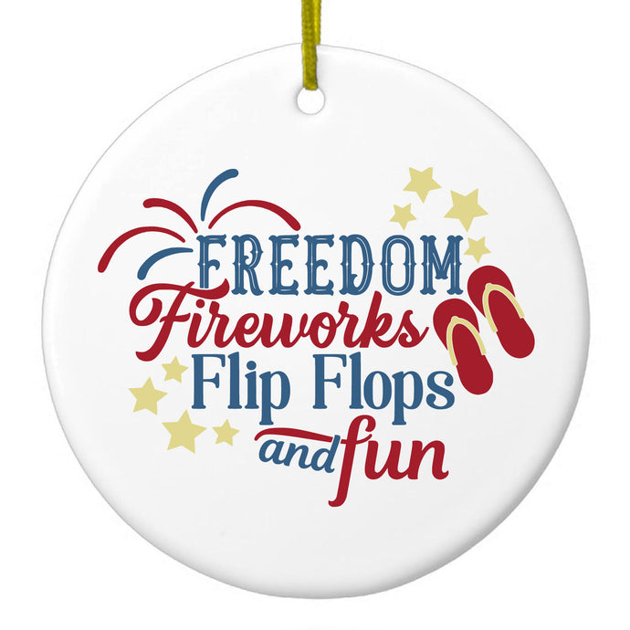 Freedom Fireworks Flip Flops & Fun Ceramic Ornament