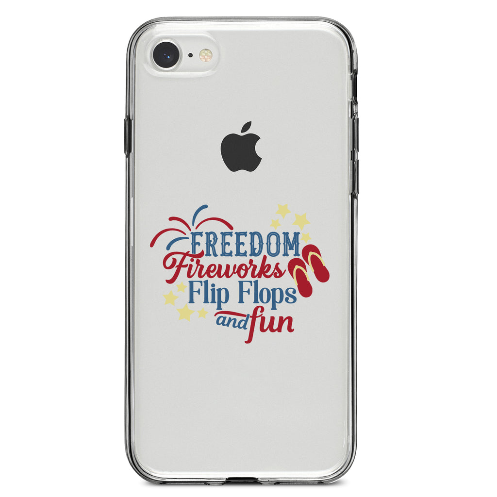 Freedom Fireworks Flip Flops & Fun Clear Shockproof iPhone Case, view 5