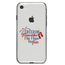 DistinctInk® Clear Shockproof Hybrid Case for Apple iPhone / Samsung Galaxy / Google Pixel - Freedom Fireworks Flip Flops & Fun