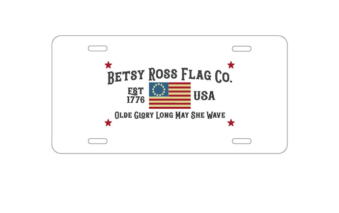 DistinctInk Custom Aluminum Decorative Vanity Front License Plate - Betsy Ross Flag Co - Old Glory USA