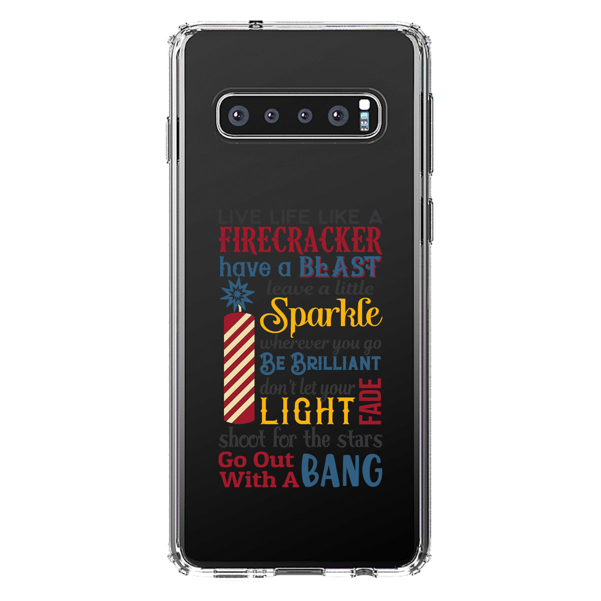 4th of July Word Art Firecracker Clear Shockproof iPhone Case, view 16