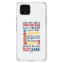DistinctInk® Clear Shockproof Hybrid Case for Apple iPhone / Samsung Galaxy / Google Pixel - 4th of July Word Art Firecracker