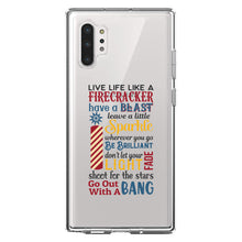 DistinctInk® Clear Shockproof Hybrid Case for Apple iPhone / Samsung Galaxy / Google Pixel - 4th of July Word Art Firecracker