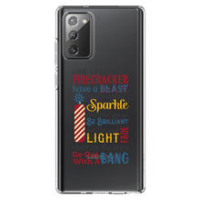 DistinctInk® Clear Shockproof Hybrid Case for Apple iPhone / Samsung Galaxy / Google Pixel - 4th of July Word Art Firecracker