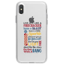 DistinctInk® Clear Shockproof Hybrid Case for Apple iPhone / Samsung Galaxy / Google Pixel - 4th of July Word Art Firecracker