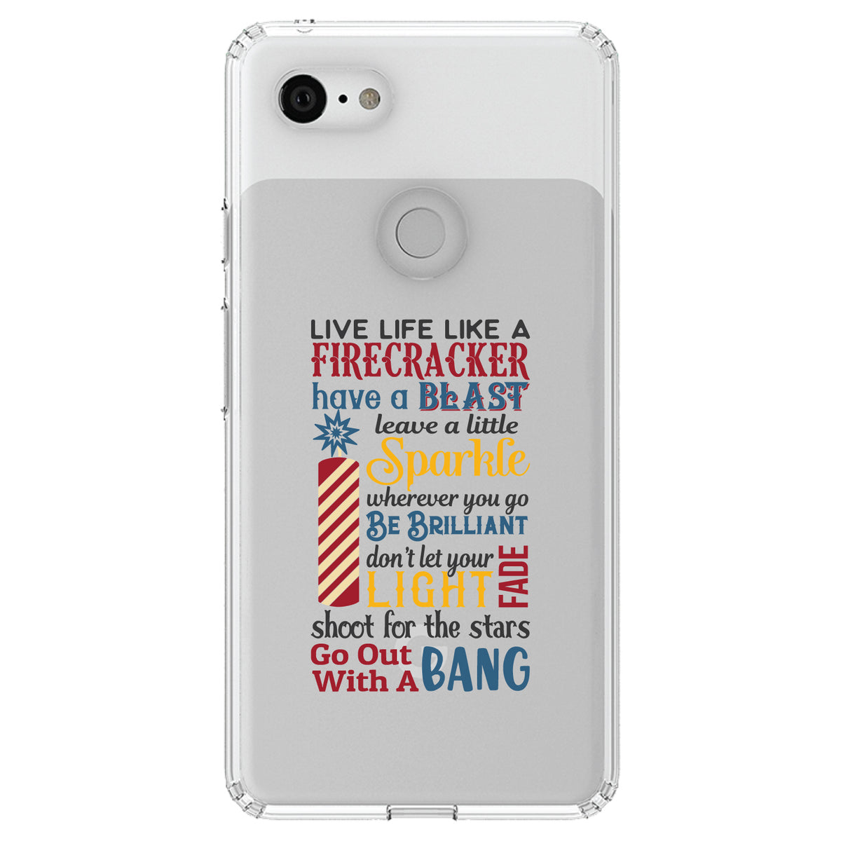 4th of July Word Art Firecracker Clear Shockproof iPhone Case, view 21