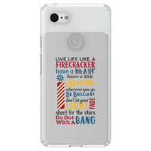 DistinctInk® Clear Shockproof Hybrid Case for Apple iPhone / Samsung Galaxy / Google Pixel - 4th of July Word Art Firecracker