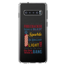 DistinctInk® Clear Shockproof Hybrid Case for Apple iPhone / Samsung Galaxy / Google Pixel - 4th of July Word Art Firecracker