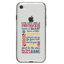 DistinctInk® Clear Shockproof Hybrid Case for Apple iPhone / Samsung Galaxy / Google Pixel - 4th of July Word Art Firecracker