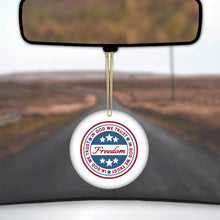 DistinctInk® Hanging Ceramic Christmas Tree Ornament with Gold String - Great Gift / Present - 2 3/4 inch Diameter - Freedom Seal - In God We Trust