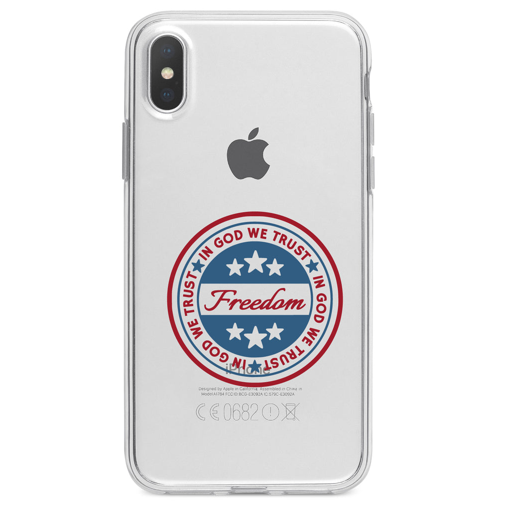 Freedom Seal, In God We Trust Clear Shockproof iPhone Case, view 4