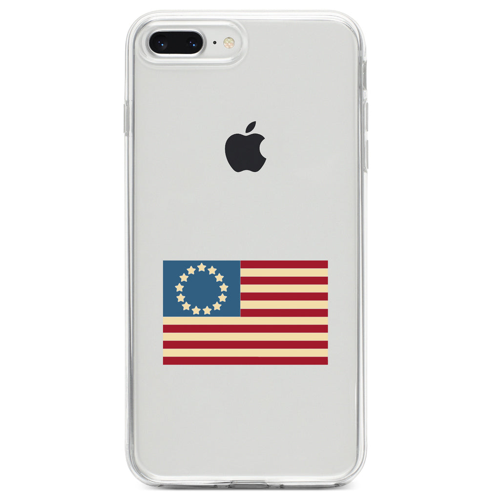 USA Colonial Flag Red White & Blue Clear Shockproof iPhone Case, view 6