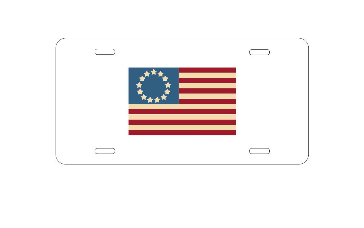 DistinctInk Custom Aluminum Decorative Vanity Front License Plate - USA Colonial Flag Red White & Blue