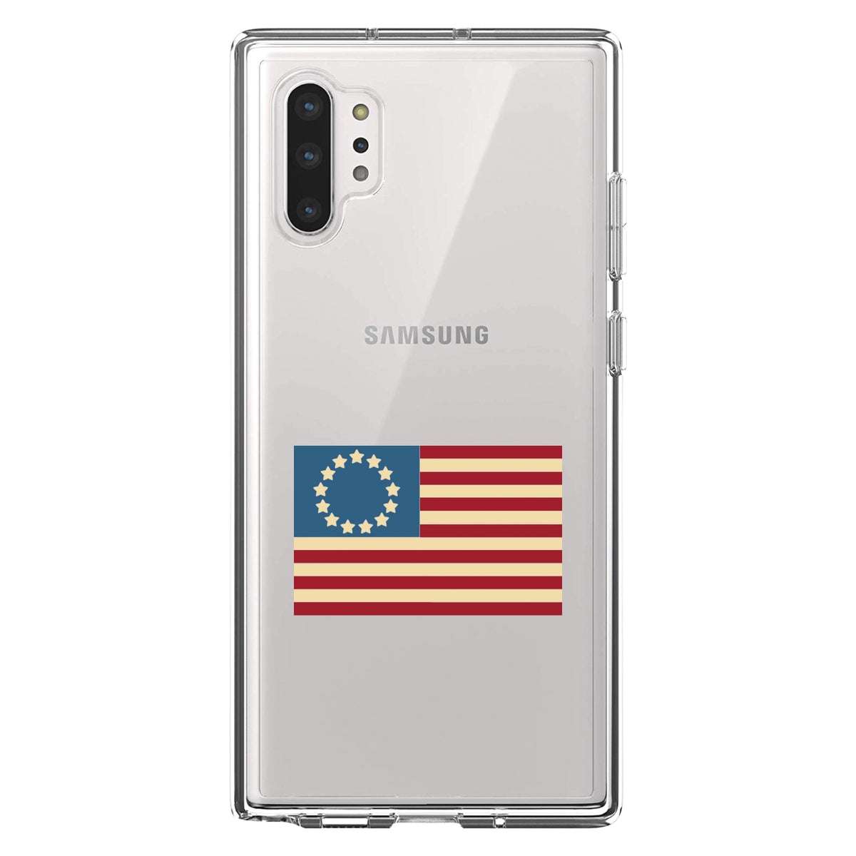 USA Colonial Flag Red White & Blue Clear Shockproof iPhone Case, view 10