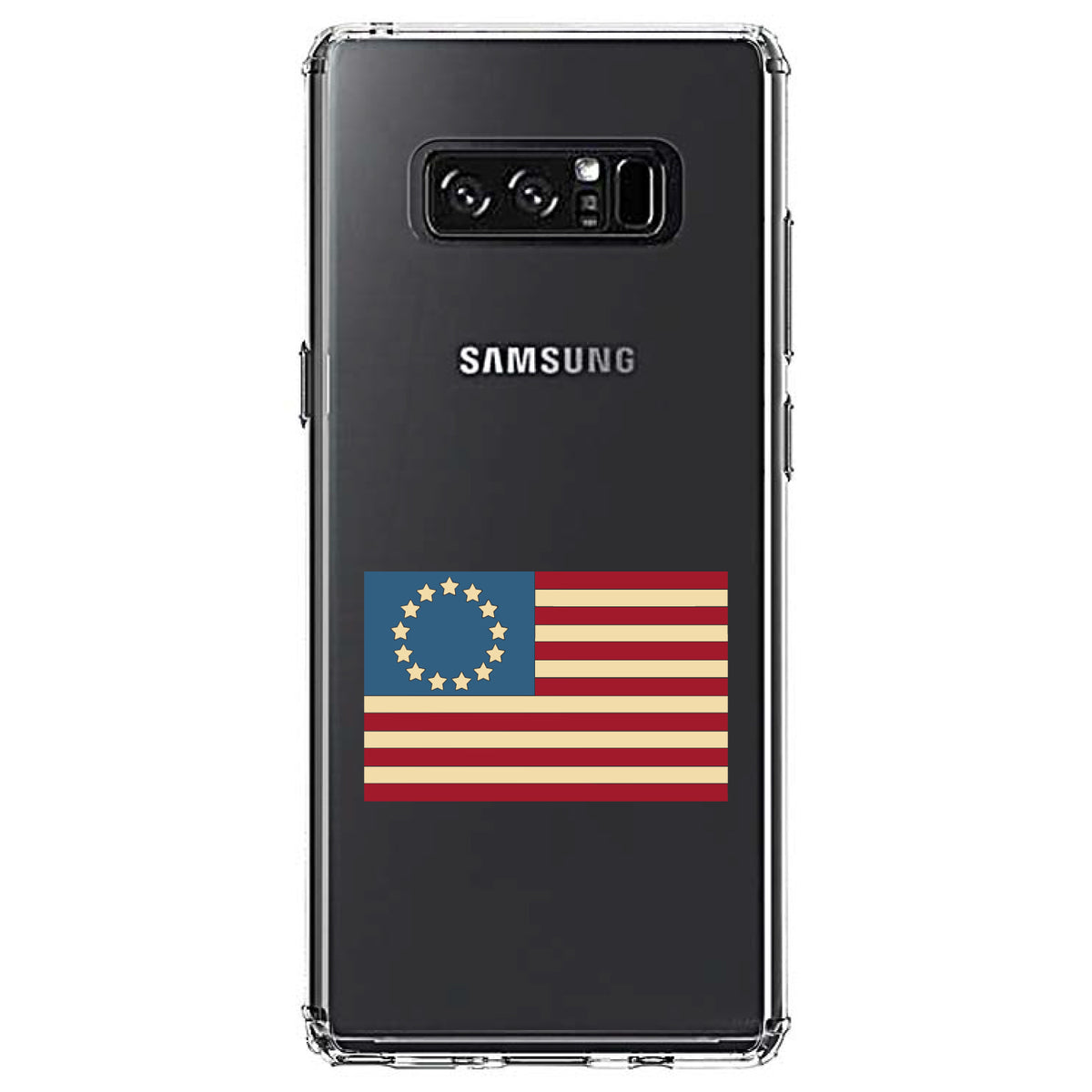 USA Colonial Flag Red White & Blue Clear Shockproof iPhone Case, view 12
