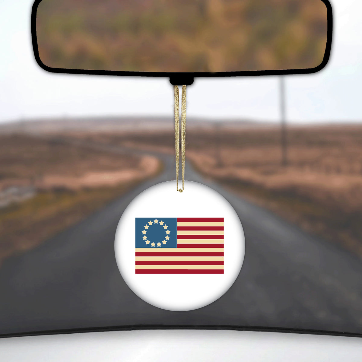 USA Colonial Flag Red White & Blue Ceramic Ornament, view 3