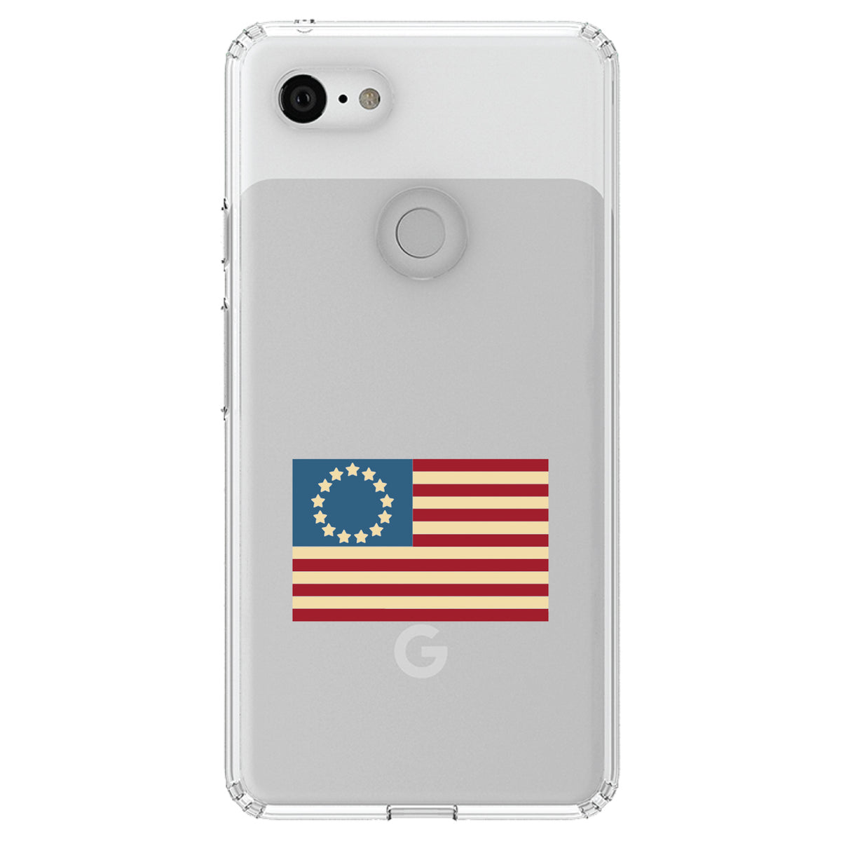 USA Colonial Flag Red White & Blue Clear Shockproof iPhone Case, view 22