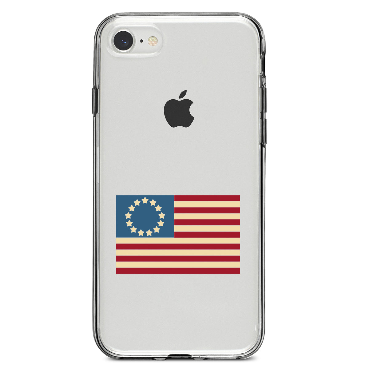 USA Colonial Flag Red White & Blue Clear Shockproof iPhone Case, view 5